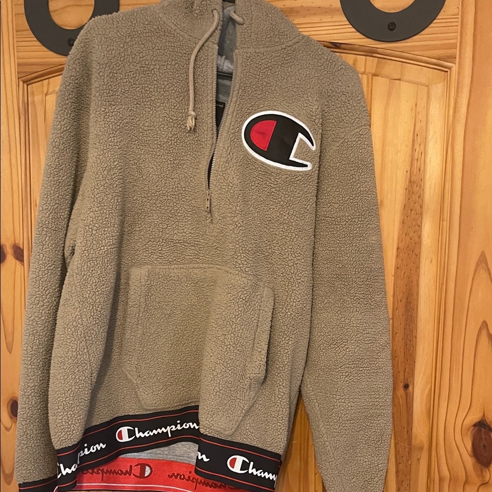 Champion Beige Sherpa Half-Zip Pullover